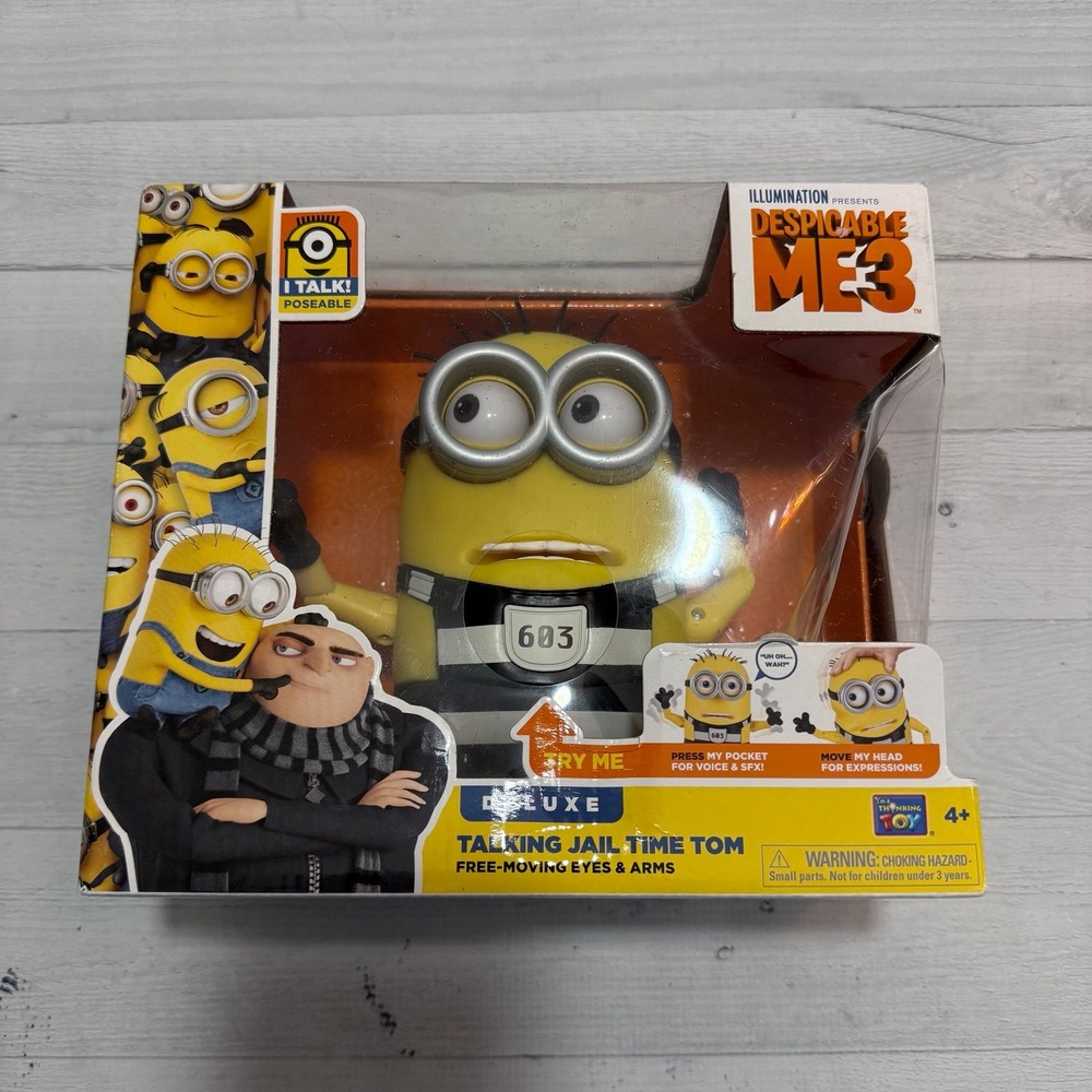 Despicable Me 3 Deluxe Talking Jail Time Tom Minion Free-Moving Eyes/Arms NEW